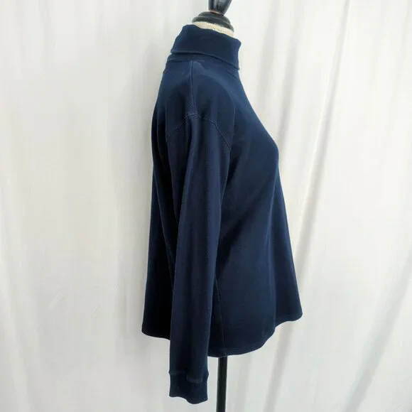Vintage Ralph Lauren Blue Turtleneck Top Large Logo Long Sleeve - Picture 7 of 9